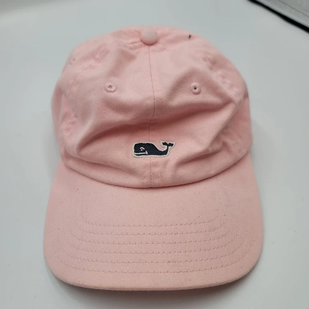 Vineyard Vines Womens Pink Whale Logo Adjustable Baseball Cap Hat Cotton Twill